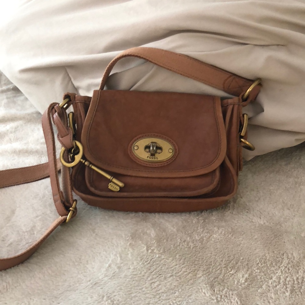 Fossil cross-body brown leather purse
